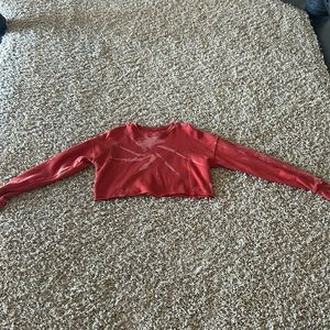 Red Tie-Dye Cropped Sweatshirt